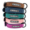 Personalisierbares, Premium Lederhalsband von Pawdeluxe in fünf verschiedenen Farben. Braun, Blau, Grün Rosa, Lila